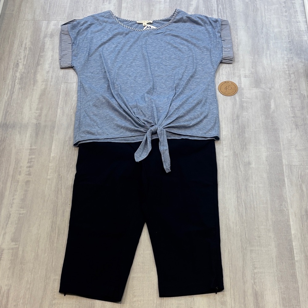 Parallel Skies Tie-Front top (NWT) paired with Coconut Row Bermuda Shorts